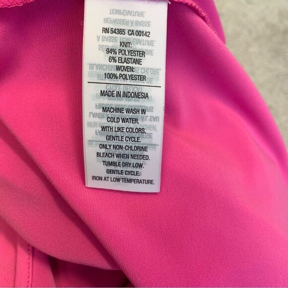 NYGARD neon pink roll tab long sleeve lace-up blouse Sz L - Picture 6 of 9